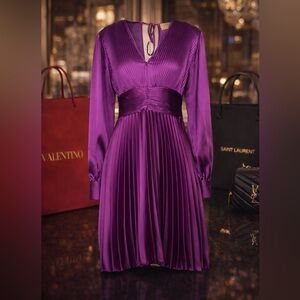 Kaos Deep Purple Pleated Dress NWT Size 44 (Fits 10-12)